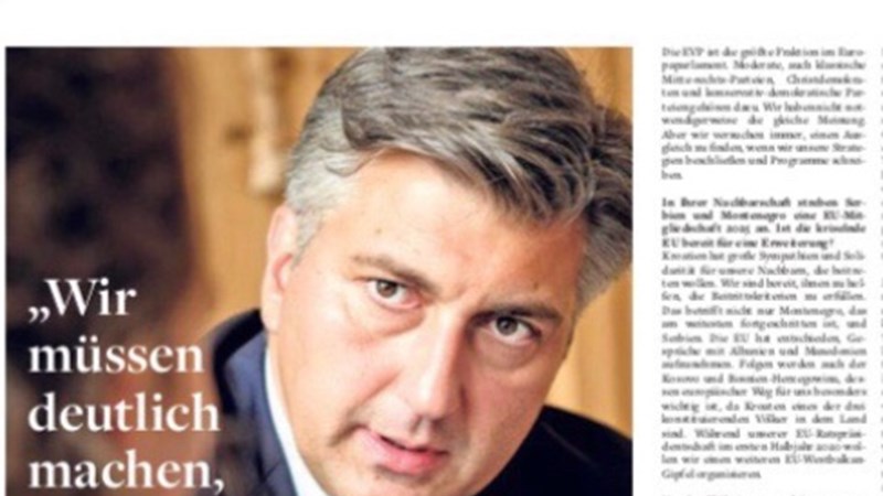  Plenković za Die Welt: Hrvatska policija ne dopušta ilegalne migracije, odgovorno čuvamo jednu od najdužih granica EU-a